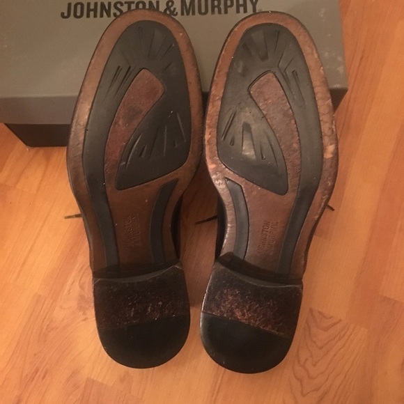 Johnston & Murphy Cap Toe Black Leather Shoes - Picture 7 of 8